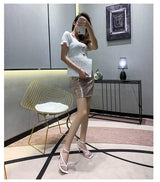 Flip-toe Leather High Heel Sandals - WOMONA.COM