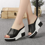 Casual Fish Mouth Oblique Heeled Slippers - WOMONA.COM