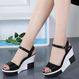 Casual Fish Mouth Oblique Heeled Slippers - WOMONA.COM