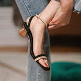 Mid-heel Buckle Open-toed Sandals - WOMONA.COM