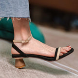 Mid-heel Buckle Open-toed Sandals - WOMONA.COM