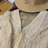 Korean Chiffon Top With Short Sleeves - WOMONA.COM