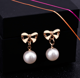Bow Pearl Earrings - WOMONA.COM