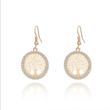 round hollow diamond earrings - WOMONA.COM