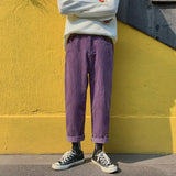 Corduroy wide leg casual pants - WOMONA.COM