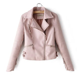 Irregular cuff leather jacket - WOMONA.COM