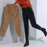 Corduroy Padded Casual Pants - WOMONA.COM