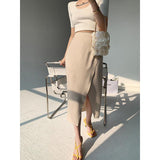 Satin Slit Irregular Skirt - WOMONA.COM