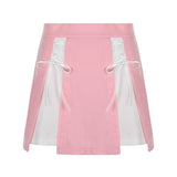 Lace-Up Patchwork Skirt - WOMONA.COM