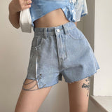 Denim High Waist Wide Leg Shorts - WOMONA.COM