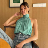 Chiffon Solid Color Vest shirt - WOMONA.COM