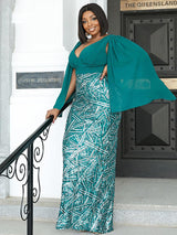 Missord V Neck Contrast Sequin PlUS SIZE Women - WOMONA.COM