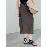 Hollow Mesh Stitching Skirt - WOMONA.COM