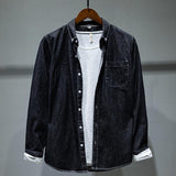 Long-sleeved Denim Shirt Jacket Men - WOMONA.COM