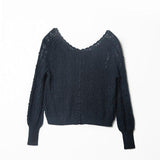 both sides can wear crochet knit top - WOMONA.COM