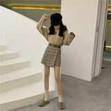 A-line Woolen Plaid Skirt - WOMONA.COM