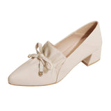 Thick-heeled Small Leather Shoes - WOMONA.COM