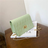 Ladies Leather Flap Chain Bag - WOMONA.COM