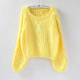 Lantern Sleeve Short Sweater - WOMONA.COM