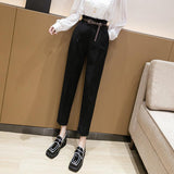 Nine-point Cigarette Harem Trousers - WOMONA.COM