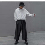 Loose white long sleeve shirt men - WOMONA.COM