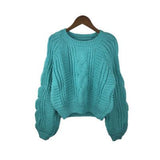 Lantern Sleeve Short Sweater - WOMONA.COM