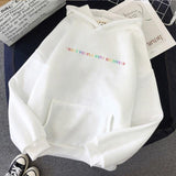 Hooded Letter Sweater Solid Color - WOMONA.COM