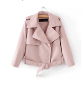 nine-point sleeve PU leather jacket - WOMONA.COM