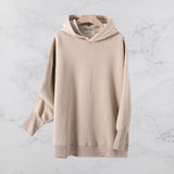 Solid color hooded sweater - WOMONA.COM