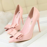 Shallow mouth pointed bow single shoes - WOMONA.COM