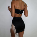 Two-piece fringed hip skirt - WOMONA.COM