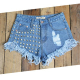 Denim high waist shorts - WOMONA.COM