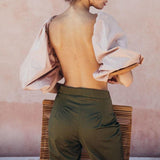 Lantern sleeve short shirt top - WOMONA.COM