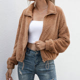 leather bracelet lapel sweater - WOMONA.COM