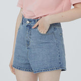couple models denim shorts - WOMONA.COM