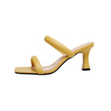 Ladies Simple Backspace High-heeled Slippers - WOMONA.COM