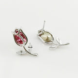 Ear Pin Rose Flower Earrings - WOMONA.COM