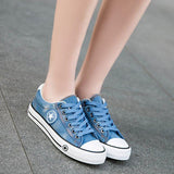 denim canvas flat women jeans sneakers - WOMONA.COM