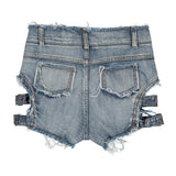 High waist denim shorts - WOMONA.COM