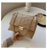 Ladies Leather Flap Chain Bag - WOMONA.COM