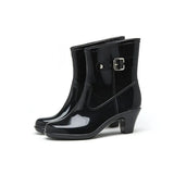 Fashion Buckle Rain Boots - WOMONA.COM