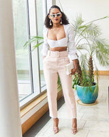 High waist casual trousers - WOMONA.COM