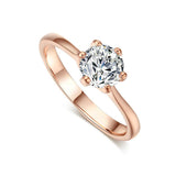 Rose gold and zircon ring - WOMONA.COM