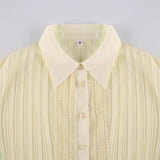 Chiffon Lace Stitching Lapel Shirt - WOMONA.COM