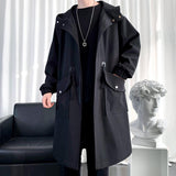 New Windbreaker Long Hooded Jacket Men's - WOMONA.COM