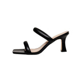 Ladies Simple Backspace High-heeled Slippers - WOMONA.COM