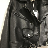 Short Lace-up Pu Leather Jacket - WOMONA.COM