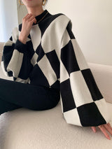 Black Diamond Lantern Sleeve Sweater - WOMONA.COM