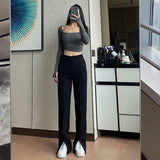 Suit Mopping Straight Trousers - WOMONA.COM