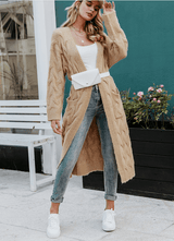 Thick needle sweater cardigan - WOMONA.COM